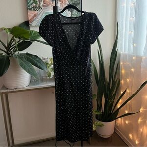 Black and white Polka Dot Express wrap Dress